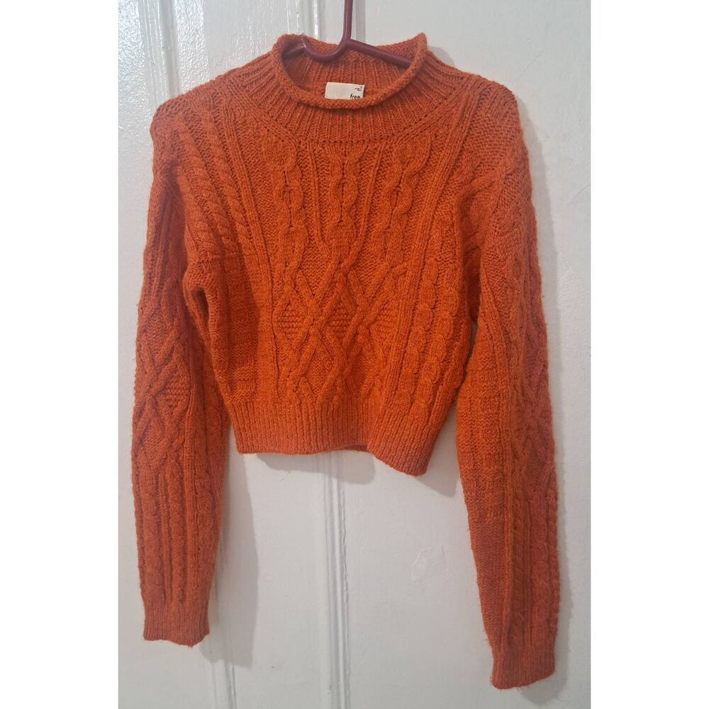 Wilfred free aritzia womens medium orange cable cropped sweater PERUVIAN ALPACA